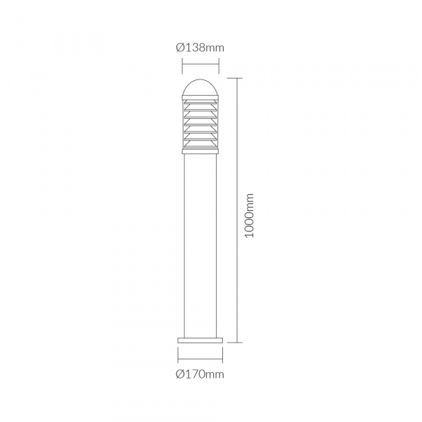 Vibe Lighting Black Body Outdoor Commercial Bollard Light IP65