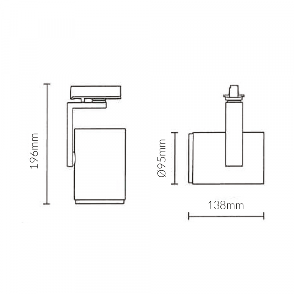 Vibe Lighting 25W Elegant 450 Three Circuit LED Track Light 4000K CRI80 - Black