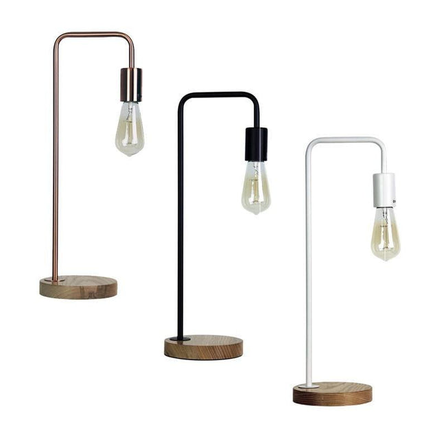 Table Lamp Brass Black Copper or White E27 in 50cm Lane Oriel Lighting - Alpha Lighting & Electrics