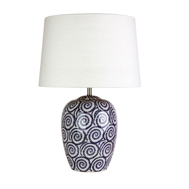 Table Lamp Bone & Federal Blue E27 in 53cm Pippi Oriel Lighting - Alpha Lighting & Electrics