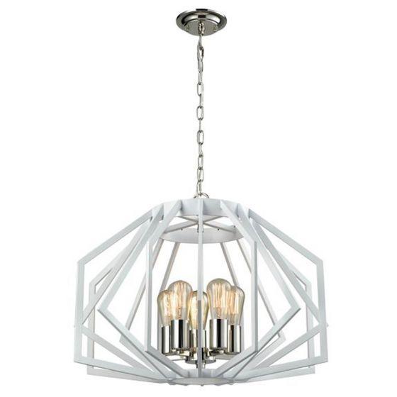 CLA Lighting Gamba Wide Angular Cage 5 Light Pendant White