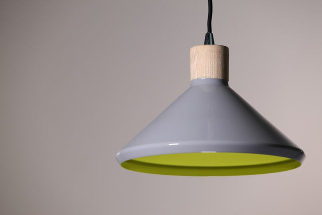 Bengt Pendant Wood Veneer Grey 28cm She Lights | Alpha Lighting & Electrics