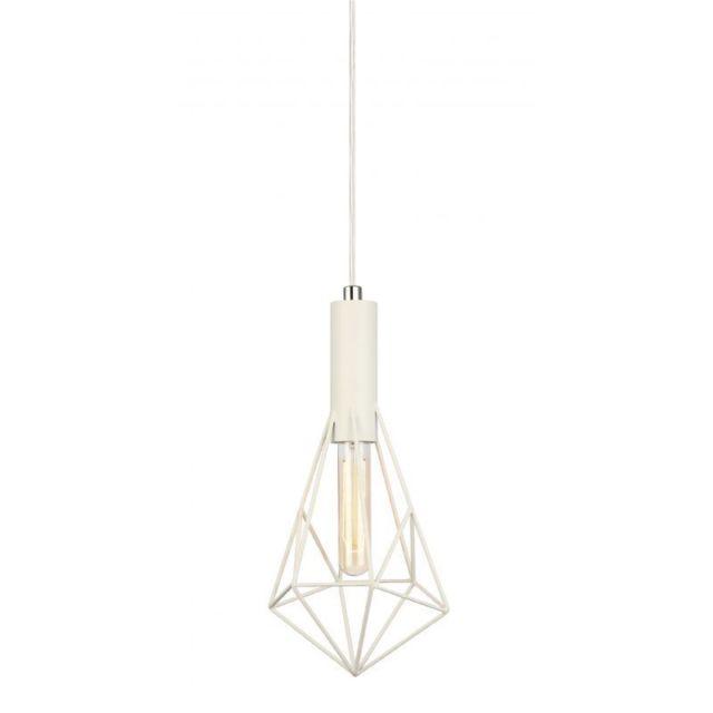 CLA Lighting White Cage Single Light Diamond Pendant