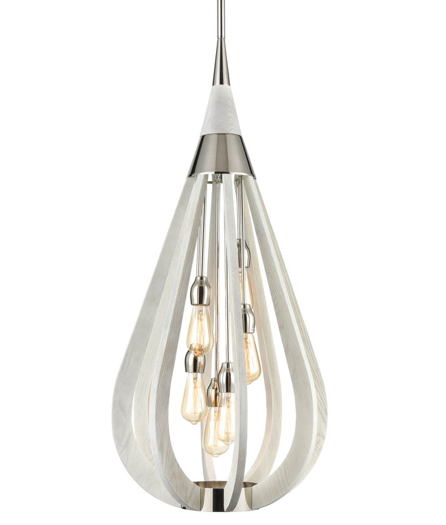 CLA Lighting Bonito 6 Light Timber Pendant Winter Moss