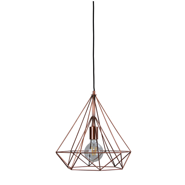 Pendant Light in Antique Copper Wire E27 39cm Lenox Oriel Lighting