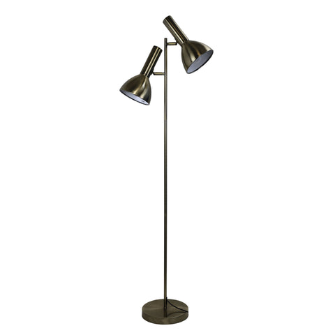 Floor Lamp Twin Head Adjustable Antique Brass 150cm Vespa Oriel Lighting