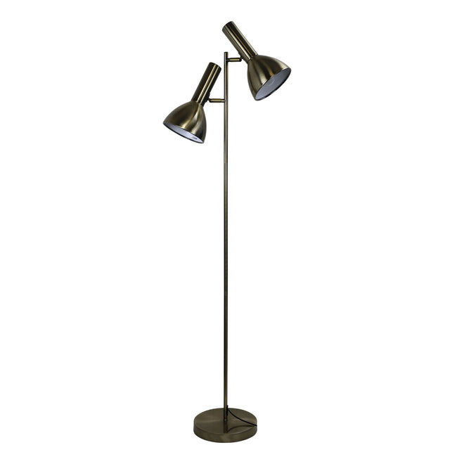 Floor Lamp Twin Head Adjustable Antique Brass 150cm Vespa Oriel Lighting