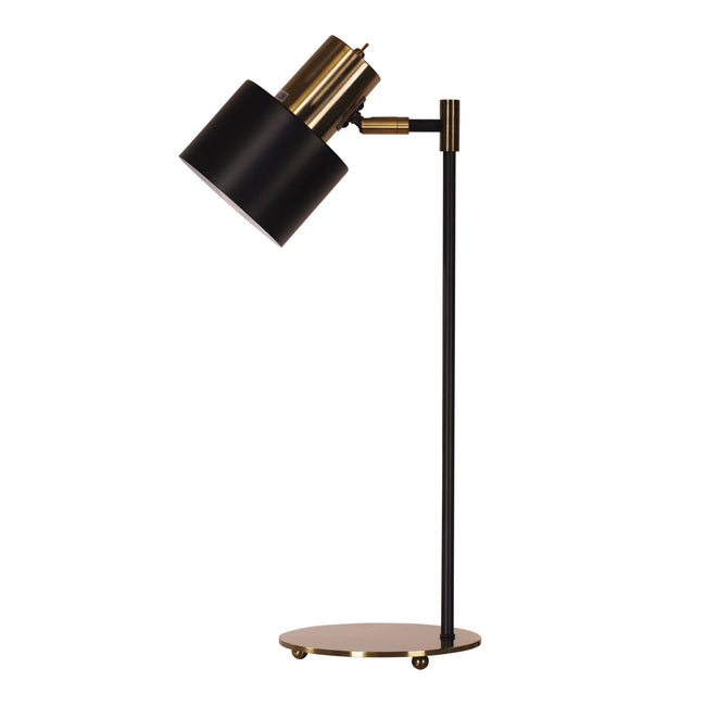 Table Lamp Adjustable Black E27 53cm Ari (Antique Brass Head) Oriel Lighting