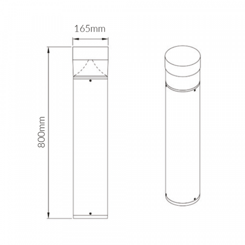 Vibe Lighting 8W LED Garden Bollard Light 800mm IP54 Black 