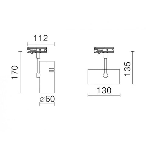 Vibe Lighting 9W Elegant 105 Single Circuit LED Track Light 4000K CRI90 - White