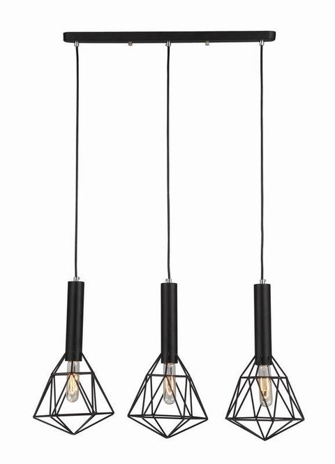 CLA Lighting Black Cage 3 light Diamond Pendant 