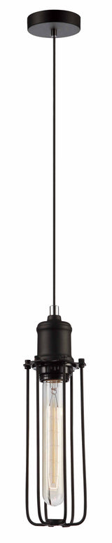 CLA Lighting Black Cage Tubular Iron Pendant 