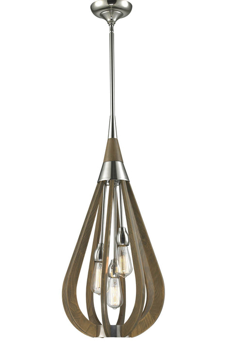 CLA Lighting Bonito 3 Light Timber Pendant Taupe 