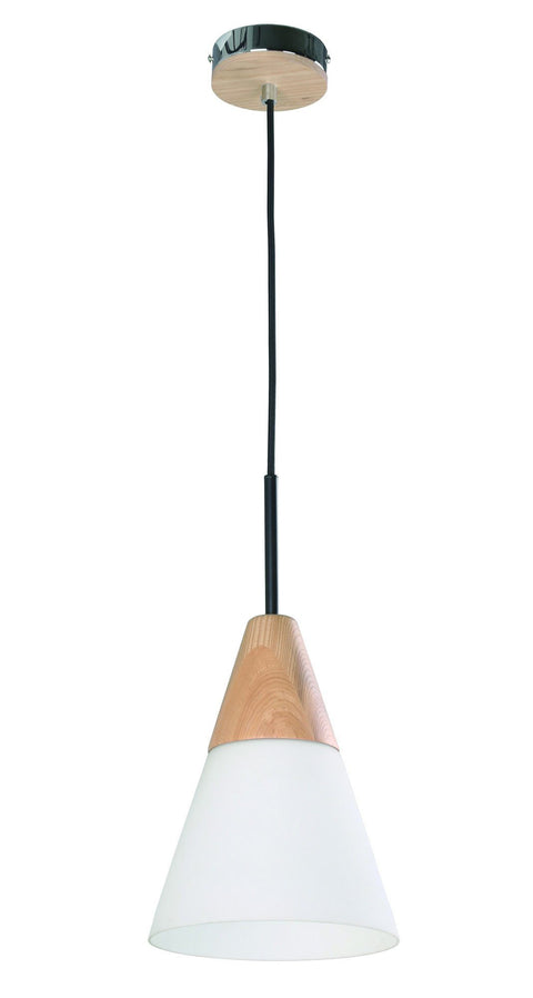 CLA Lighting Finn Blonde Wood and Glass Pendant 