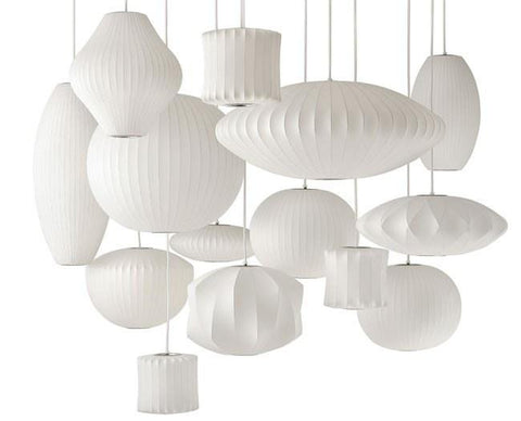George Nelson Bubble Lamp Pear Pendant Light White 40cm - Alpha Lighting & Electrics 