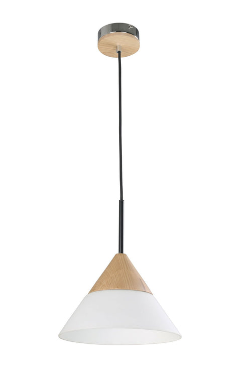 CLA Lighting Finn Blonde Wood and Glass Pendant 