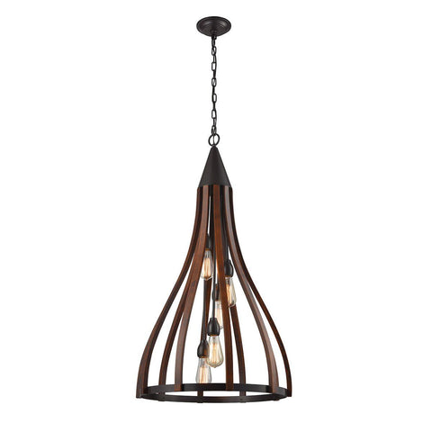 CLA Lighting Khaleesi 5 Light Dark Red Timber Pendant 