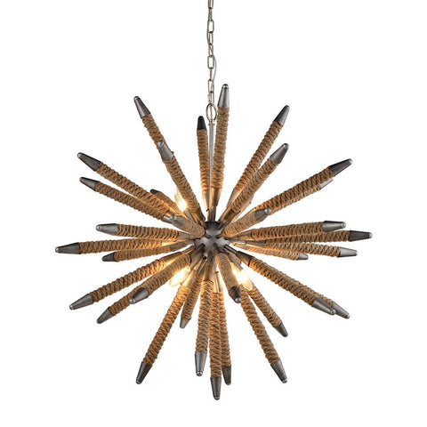 CLA Lighting Mazza Natural Rope and Iron 8 Light Pendant 