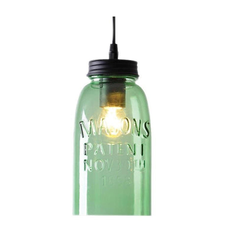 Pendant Light Clear or Green Jar Glass E27 in 23cm Mason Oriel Lighting - Alpha Lighting & Electrics 