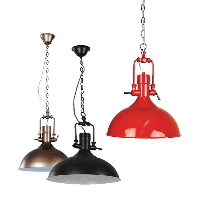 Pendant Light in Black Brown Red or Chrome E27 37cm Cottage Oriel Lighting | Alpha Lighting & Electrics 