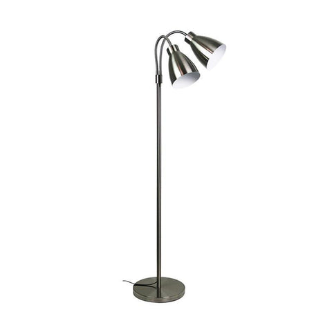 Floor Lamp Twin Adjustable in Chrome Black or Gunmetal 140cm Retro Oriel | Alpha Lighting & Electrics 