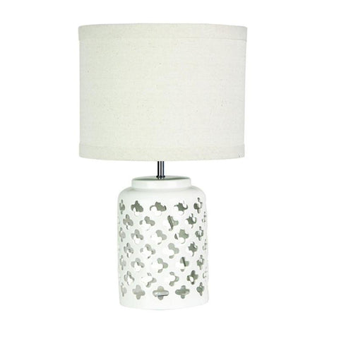 Table Lamp in Teal or White Base w Beige Shade 51cm Casbah Oriel Lighting - Alpha Lighting & Electrics 