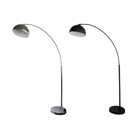 Floor Lamp Curved Arc in Matt Black or Chrome 172cm Dome Oriel Lighting - Alpha Lighting & Electrics 