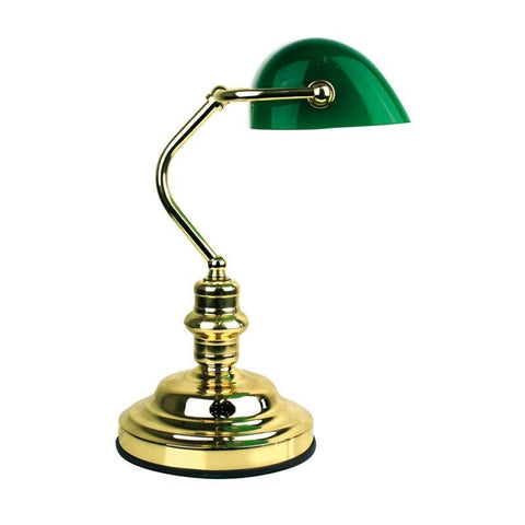 Table Lamp 3 Stage Touch Dimmer w Glass Shade 40cm Bankers Oriel Lighting - Alpha Lighting & Electrics 