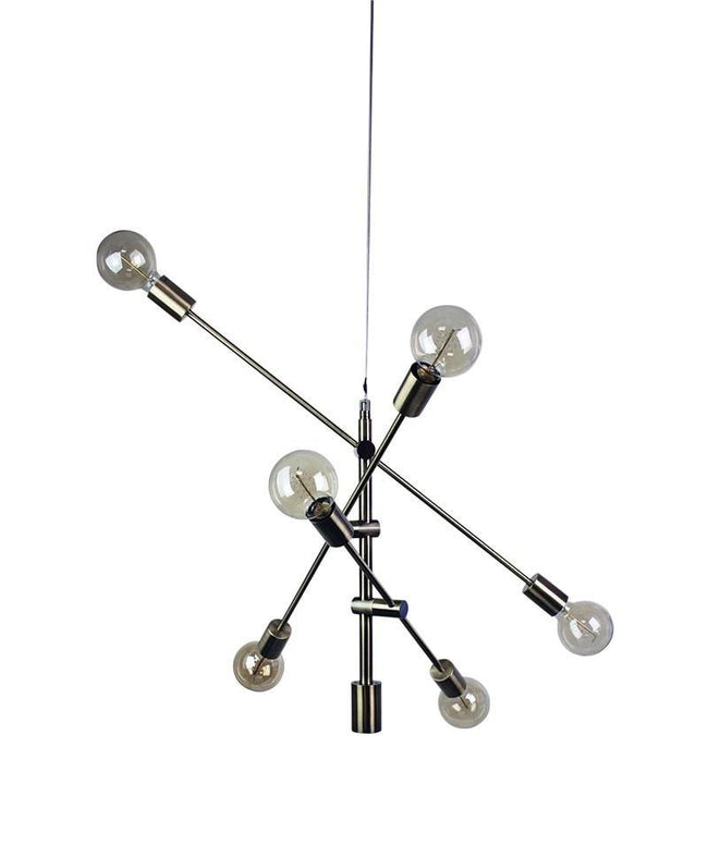 Pendant Six Light Adjustable Brass or Black E27 in 85cm Chelsea Oriel Lighting - Alpha Lighting & Electrics 