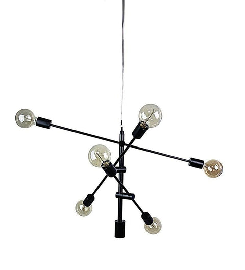 Pendant Six Light Adjustable Brass or Black E27 in 85cm Chelsea Oriel Lighting - Alpha Lighting & Electrics 