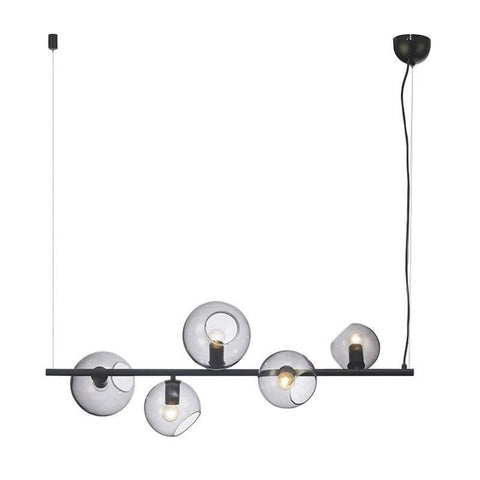 Pendant Light Five Matt Black w Smoke Glass E27 in 120cm Sinus Oriel Lighting - Alpha Lighting & Electrics 