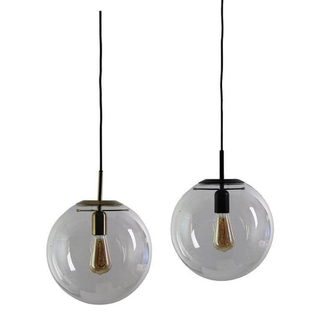 NEWTON.30 Clear Glass Pendant Light in Matt Black or Brass Oriel Lighting - Alpha Lighting & Electrics 