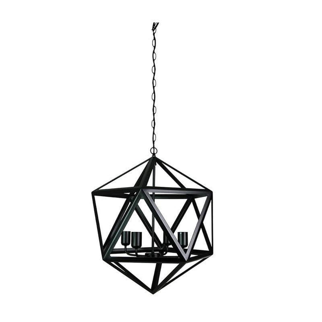 Pendant Light Four Geometric Satin Black E27 in 70cm Oriel Lighting - Alpha Lighting & Electrics 