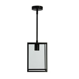 Pendant Light Single Satin Black w Clear Glass E27 in 34cm Eaton Oriel Lighting - Alpha Lighting & Electrics 