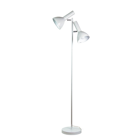 Floor Lamp Twin Head Adjustable in Black, Chrome or White 150cm Vespa Oriel Lighting