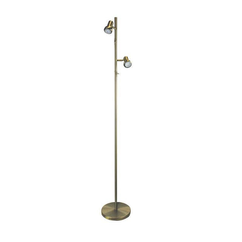 LED Floor Lamp Twin Adjustable Black White Brass or Chrome 159cm Daxam Oriel - Alpha Lighting & Electrics 