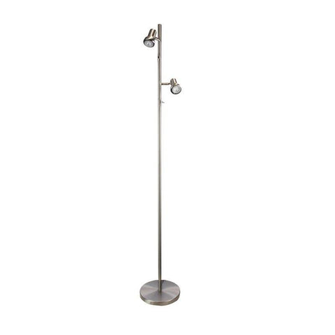 LED Floor Lamp Twin Adjustable Black White Brass or Chrome 159cm Daxam Oriel - Alpha Lighting & Electrics 