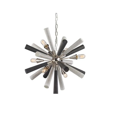 CLA Lighting Sputnik Pendant Wood and Polished Nickel 