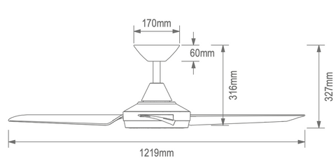 AXIS 3 BLADE 48" DC CEILING FAN WITH LED LIGHT