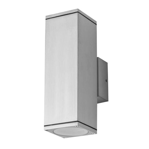 Domus Lighting ALPHA-2 Rectangular 240V 6W IP54 Two Way LED Wall Light - Anodised Aluminium Finish | Alpha Lighting & Electrics 