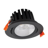 AQUA-13 Round 13W LED Tiltable Dimmable IP65 Downlight - Black