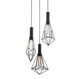 CLA Lighting Black Cage 3 Light Diamond Pendant - Blackband 2x3 