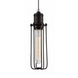 CLA Lighting Black Cage Tubular Iron Pendant 