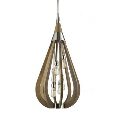 CLA Lighting Bonito 6 Light Timber Pendant Taupe 