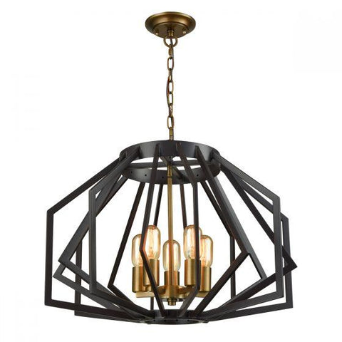 CLA Lighting Gamba Wide Angular Cage 5 Light Pendant Black 