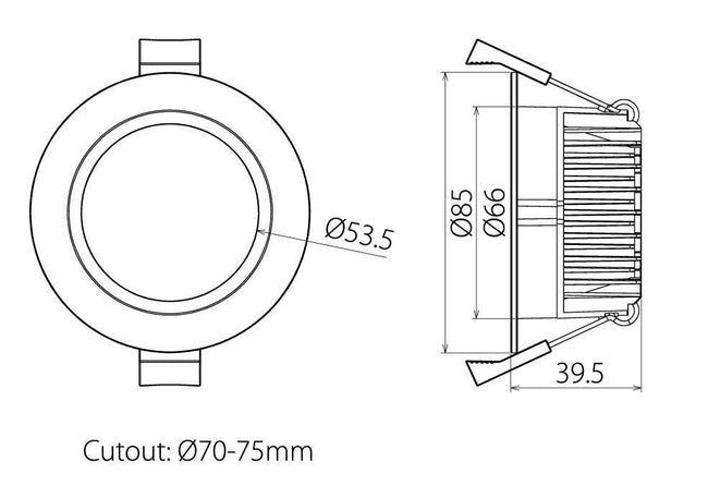 Domus Lighting DECO-8 Round 8W Dimmable LED Downlight - Black Frame 