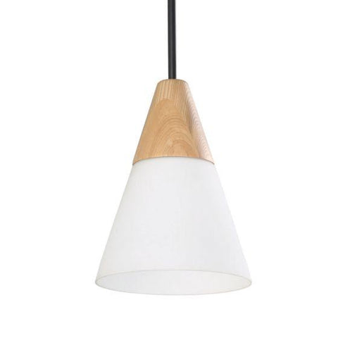 CLA Lighting Finn Blonde Wood and Glass Pendant 