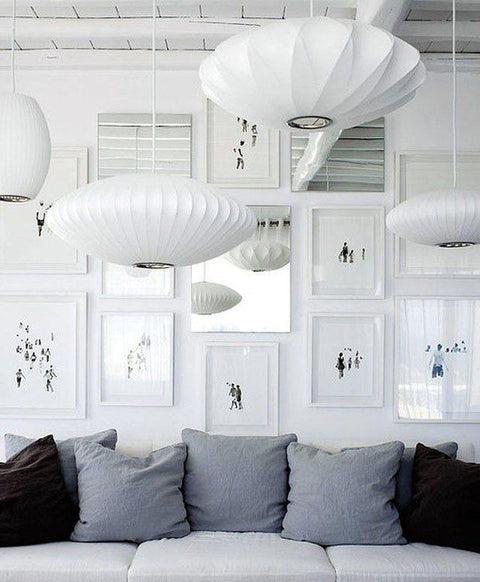 George Nelson Saucer Bubble Pendant Lamp Light White 40cm , 63cm or 90cm - Alpha Lighting & Electrics 