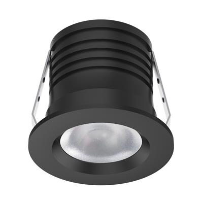 Pico-3 Mini Round 3W Dimmable Led Fixed Tricolour Downlight - Black