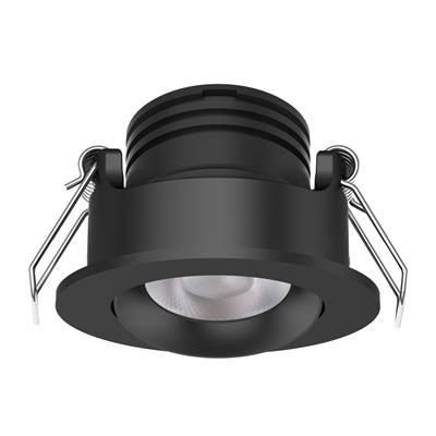 Pico-3 Mini Round 3W Dimmable Led Tiltable Tricolour Downlight - Black